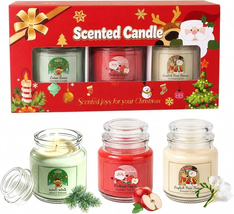 FairyPeach Velas Aromáticas Navidad, Pack de 3 — Cena a la luz de velas