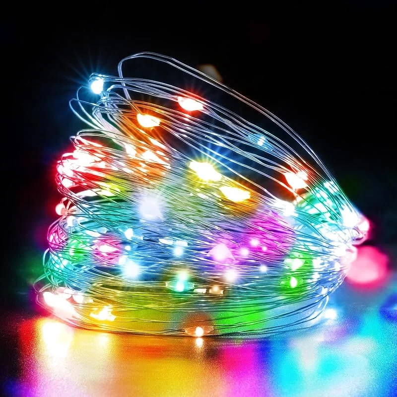 HOTUT 2 Piezes Cadena de Luces 2M 20 LED, Guirnalda Luces LED Pilas Impermeable Exterior Interior, para Navidad, Habitacion, Fiesta, Jardín, Bodas, Compleaños — Luces Navidad