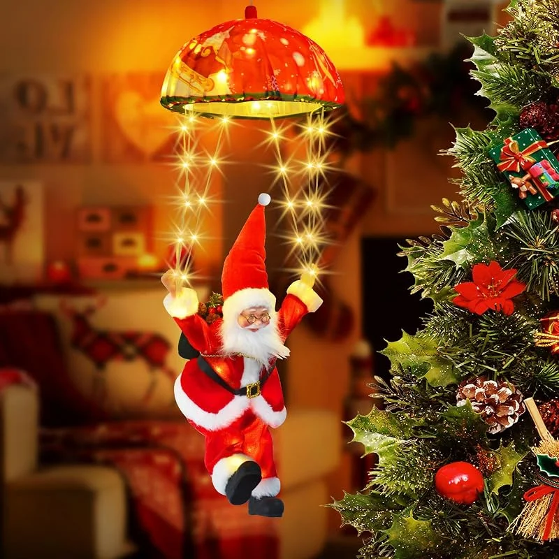 Bowfar Guirnalda de luces de Papá Noel, 8 modos, 70 LED, iluminación navideña para exteriores con Santa, temporizador, mando a distancia, luz blanca cálida, para árbol de Navidad, ventana, decoración — Luces Navidad