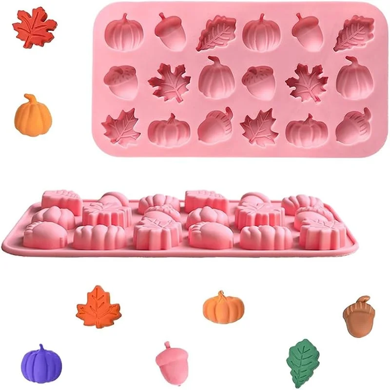 LAPQOS Moldes para chocolates, Molde silicona otoño 18 cav 6 diseños. Usos: chocolate, caramelo, hielo. — Hogar y cocina