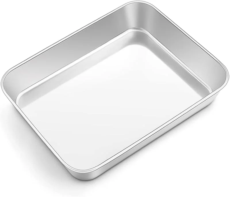 Onader Bandeja para hornear, 23, 8 x 18 x 5 cm, de acero inoxidable, pequeña rectangular, bandeja para horno, bandeja para tartas, sartén profunda para horno para lasaña, no tóxico y saludable — Hogar y cocina