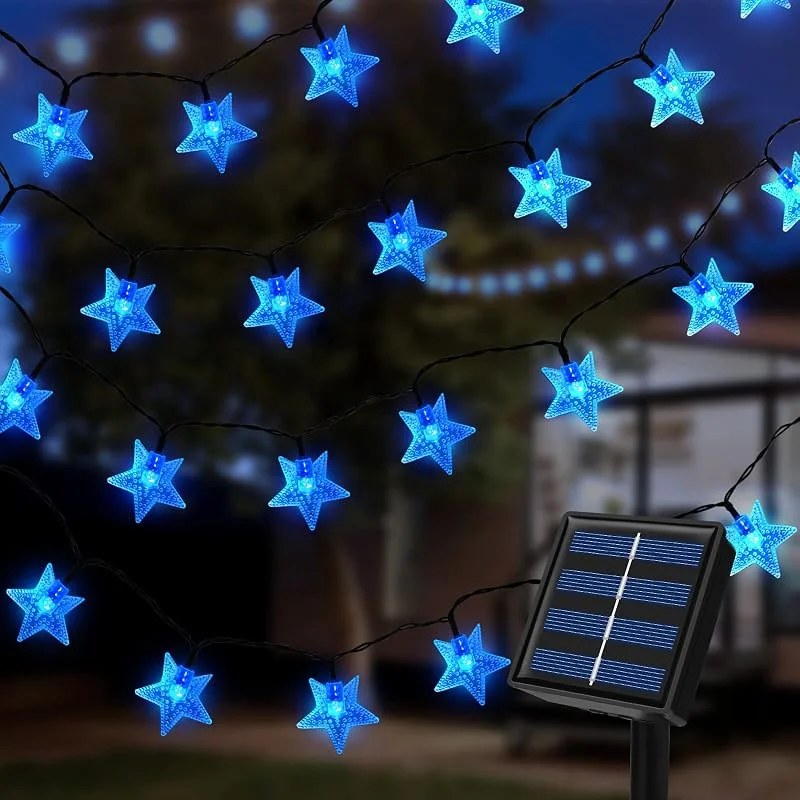 Ninonly Guirnaldas Luces Exterior Solar, 7m 50 LED Luces Estrellas Cadena Solares, 8 Modos Luz Solares Exterior Impermeable, Cadena Luces Decoración para Jardín Navidad Festivales Dormitorio Bodas — Luces Navidad