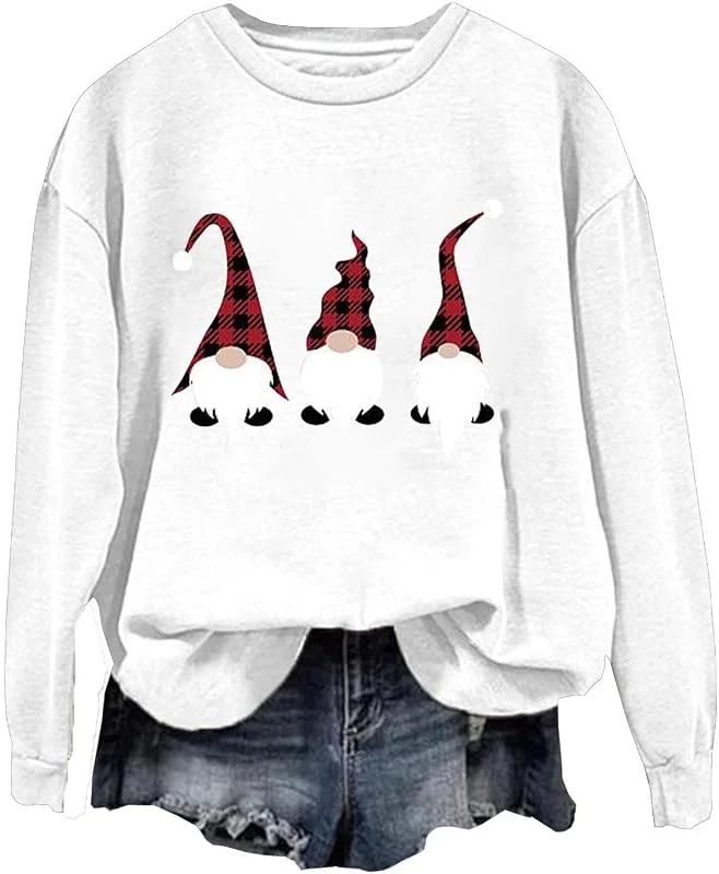 Generic HUIFUAO - Sudaderas de Navidad para mujer, suéter de Navidad de Papá Noel, gnomos, suéter de Navidad para mujer — Ropa Navidad