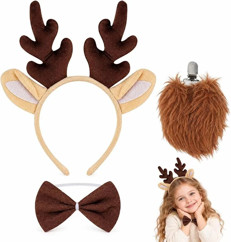XEKONT 3 PCS Diademas Reno Navidad, Diadema Navideñas con Astas Reno Regalos para Niños, diade-ma ciervo, Decoración Complementos de Navidad Accesorios de Fiesta de Navideños — Ropa Navidad