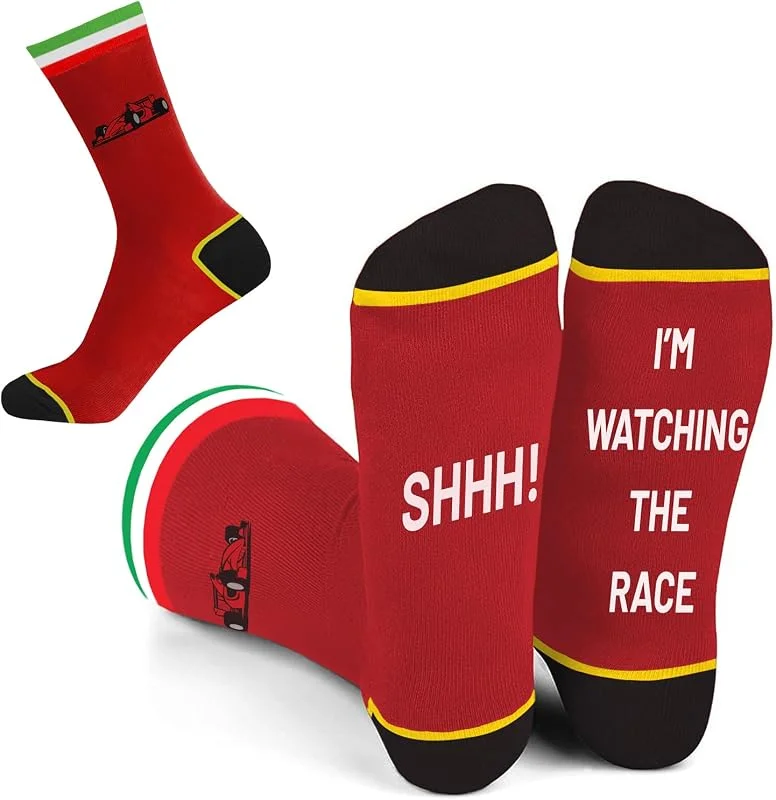 SC Products F1 Socks for Car Lovers, Size 6-12 Cotton Novelty Socks for Men Formula 1 Gifts, Grand Prix F1 Gifts for Men Christmas Presents, Formula 1 Merchandise for Racing Fans — Decoracion Navidad