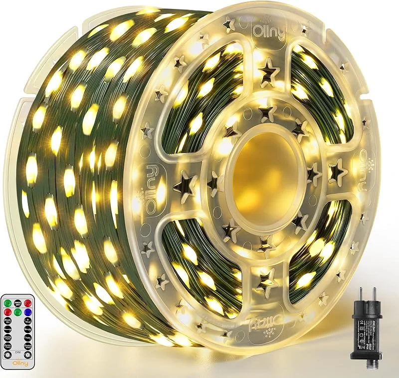 Ollny Cadena de luces LED para árbol de Navidad, exterior, 100 m — Luces Navidad