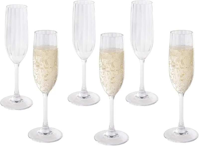 Visita la tienda de Buddy´s Bar Buddy's Bar - Juego de 6 vasos de champán (plástico, 5 cm de diámetro, 23 cm de alto, 190 ml), transparente, 66196 — Vino y mesa festiva