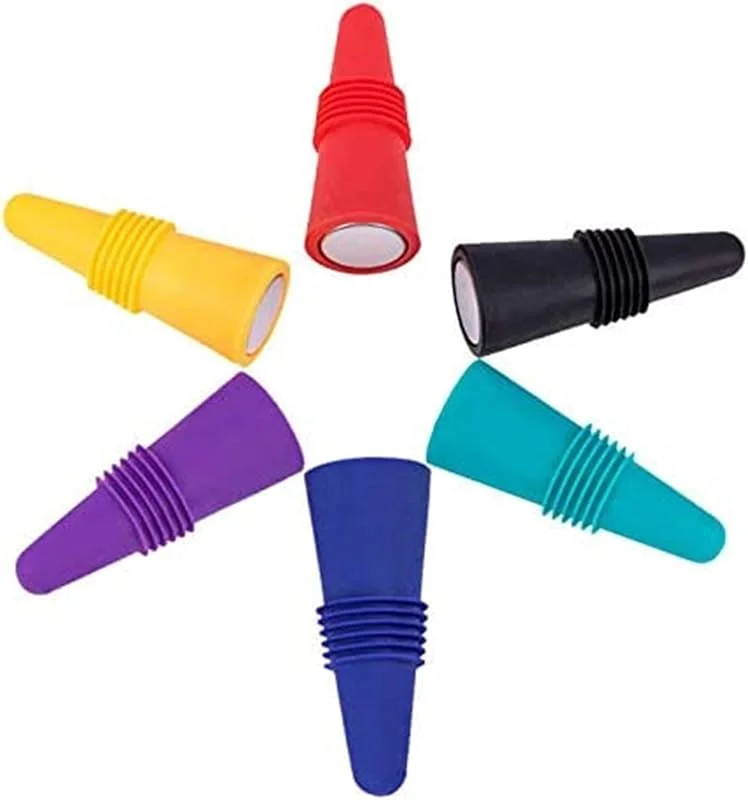 FLZONHUT FLZONE Tapones de Vino, 6 pcsTapones de Vino Silicona, Reutilizables de Silicona sellador de Botellas de Bebida con Agarre Superior — Vino y mesa festiva