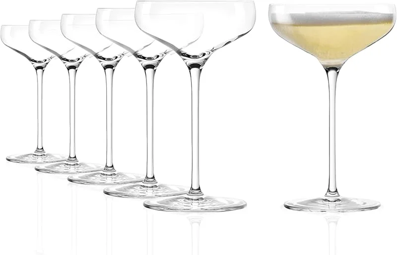 Stölzle Lausitz Copas de Champán TWIST Set de 6 220ml – Elegantes Copas de Cristal para Champán Cava y Cócteles – Resistentes a Lavavajillas y Golpes, Hechas en Alemania — Vino y mesa festiva