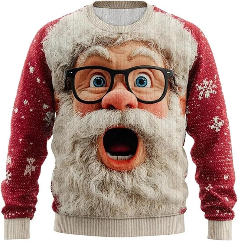 Genérico Jersey de Navidad para hombre, divertido suéter navideño para hombre, suéter de Papá Noel, diseño de Navidad, suéter de Navidad, disfraz de invierno, cálido, suéter de Navidad, hombres — Ropa Navidad