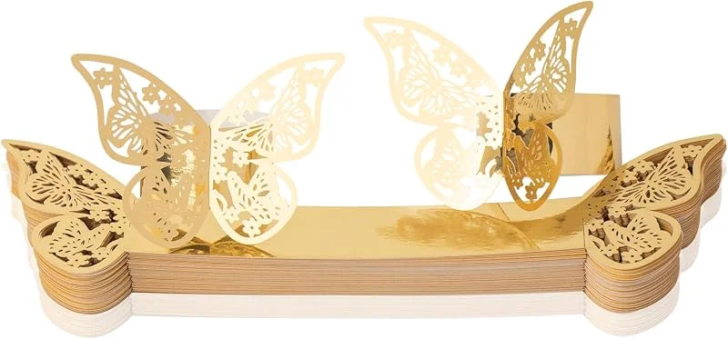 FRUHLING 50 servilleteros 3D mariposa papel servilletero hebilla decoración mesa servilletero para boda, bautizo, comunión, graduación, cumpleaños, Navidad, banquete — Adviento y mesa