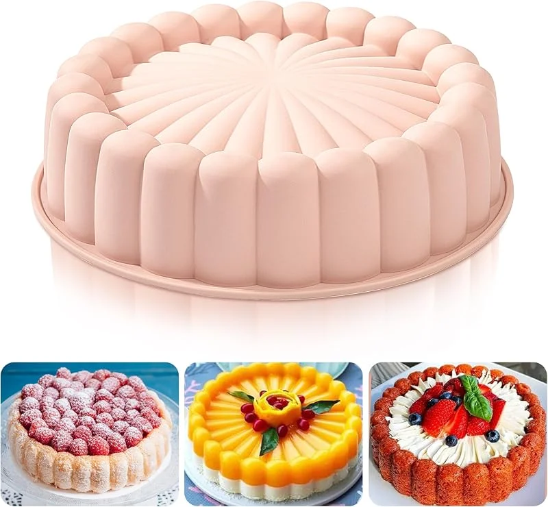 Heveer Moldes de Silicona Charlotte Redondos Molde para Tartas Reutilizable Formas para Bolos Molde Silicona Horno para Tarta de Queso Chocolate Pan 10 Pulgadas Rosa — Hogar y cocina