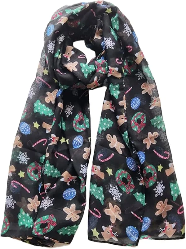 Embhlitfe Bufanda de Navidad, bufanda de seda de Navidad para mujer, bufanda de satén sedoso para el cuello, bufanda de satén sedoso para mujer, bufanda de pelo para mujer, regalo de fiesta de Navidad — Ropa Navidad