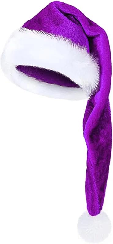 Jorzer Gorro de Papá Noel para adultos Gorro largo de Papá Noel Unisex Fiesta de Año Nuevo Suministros de Navidad. — Ropa Navidad