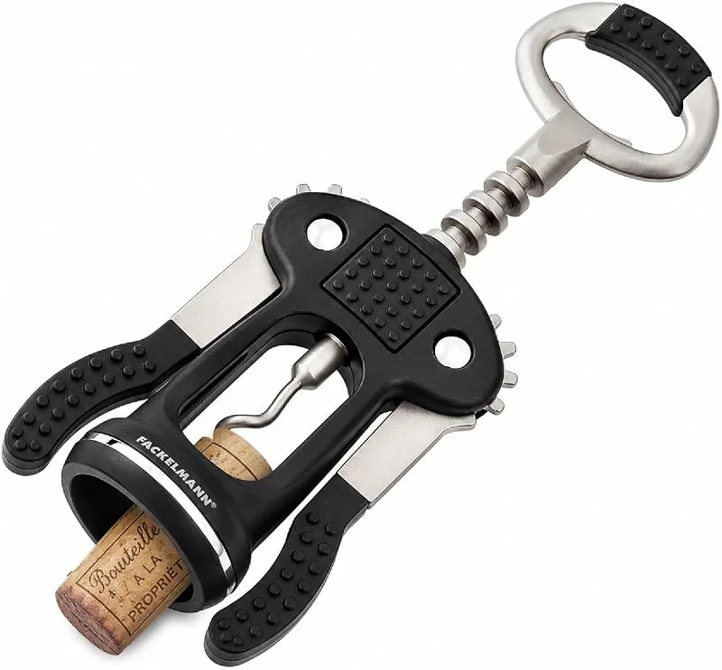 Visita la tienda de Fackelmann Fackelmann Sacacorchos de doble palanca 17x7cm, Aleación de zinc, plástico ABS, acero inoxidable y santoprene. 1 ud. — Vino y mesa festiva