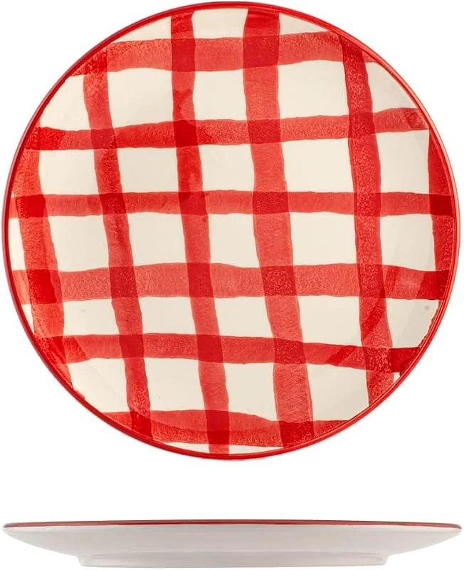 H&H set 6 piatti frutta natalizi Check cm 20 — Adviento y mesa