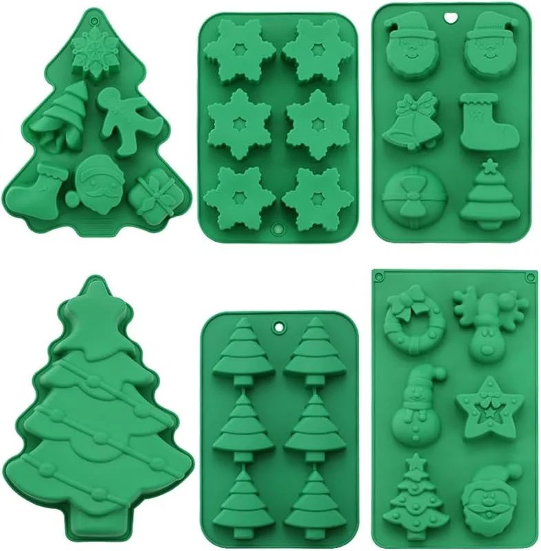 ZOOMPIL Molde de Silicona Navideño, 6 Piezas para Dulces y Chocolate, para Hornear Magdalenas y Caramelos de Navidad — Hogar y cocina