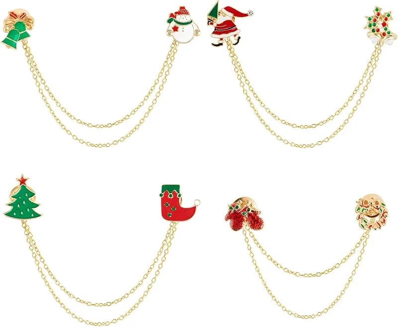 Visita la tienda de Kiiwah Kiiwah 4 Piezas Broche de Navidad, Desmontable Broche de Cadena Navideña, Aleación Broches Alfileres Accesorios de Ropa Bolsa Bufanda Sombrero Decoración para Adultos y Niños — Ropa Navidad