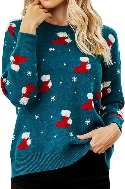 Generic HUIFUAO - Suéteres de Navidad para mujer, suéter de Navidad con estampado de Navidad, suéter de punto, suéter rojo para mujer — Ropa Navidad