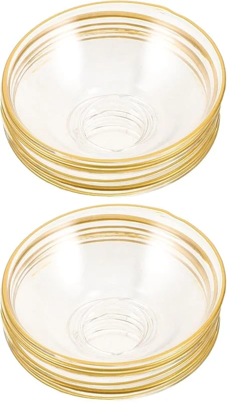 PRETYZOOM 12 Piezas Atrapa Cera de Vidrio Redondo Borde Dorado para — Cena a la luz de velas