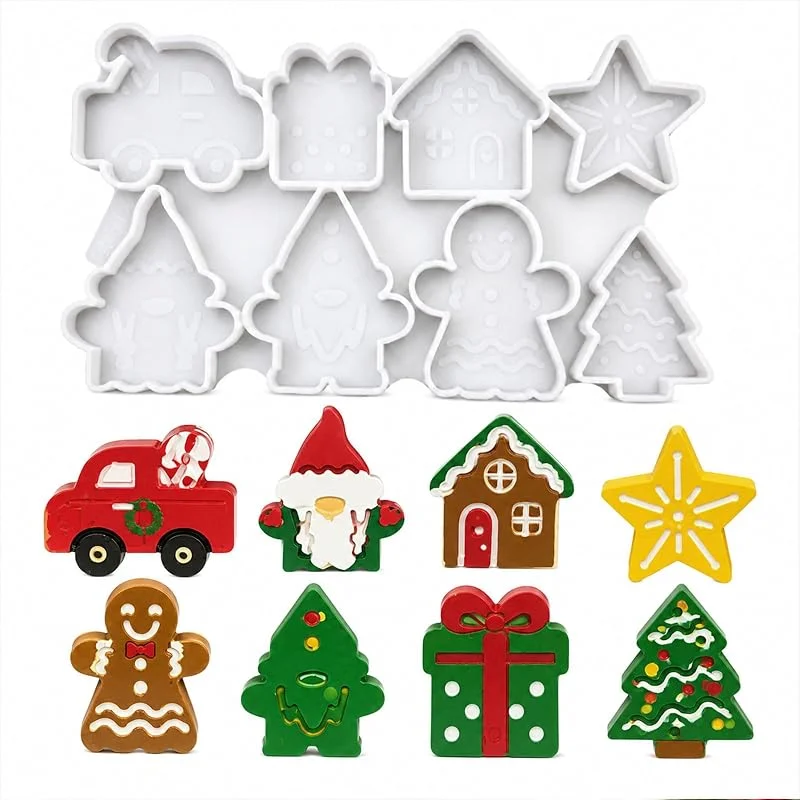 Rusokufo Molde navideño de Silicona, 8 Figuras de pie — Hogar y cocina