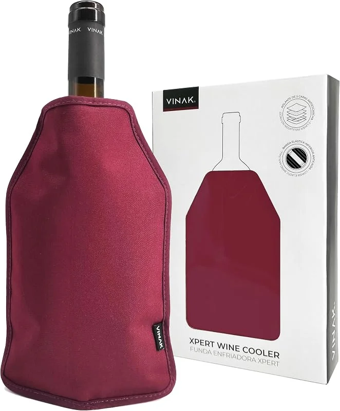 Visita la tienda de VINAK VINAK - Funda enfriadora XPERT para botellas de vino, Enfriador de vino con gel de calidad no-frost, Fabricada con 5 capas aislantes, Banda elástica inferior anticaída (Burdeos) — Vino y mesa festiva