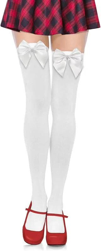 TAXTYHRE Calcetines Largos Mujer con Lazos, Calcetines Hasta la Rodilla para Mujer, Calcetines Altos con Lazo Rojo, para Niña y Mujeres San Valentín Carnaval Cosplay Fiesta Navidad — Ropa Navidad