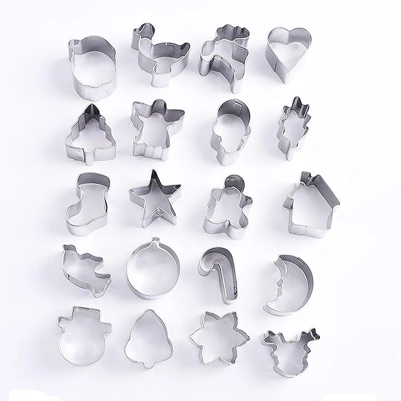 Daleweo 20 Cortadores de Galletas Navidad Acero Inoxidable, Moldes para Galletas Navideños, Set Repostería Fondant DIY, Formas Variadas para Cookies Pasteles Chocolate, Utensilios Hornear — Hogar y cocina