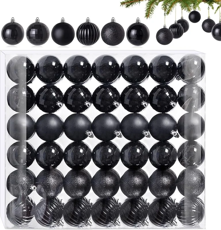 Winwild 42 Pcs Bolas de Navidad Pequeñas Negro - 6 Diseños Diferentes de Plástico 3CM Mini Bolas para Árbol de Navidad - Decoraciones Navideñas — Decoracion Navidad