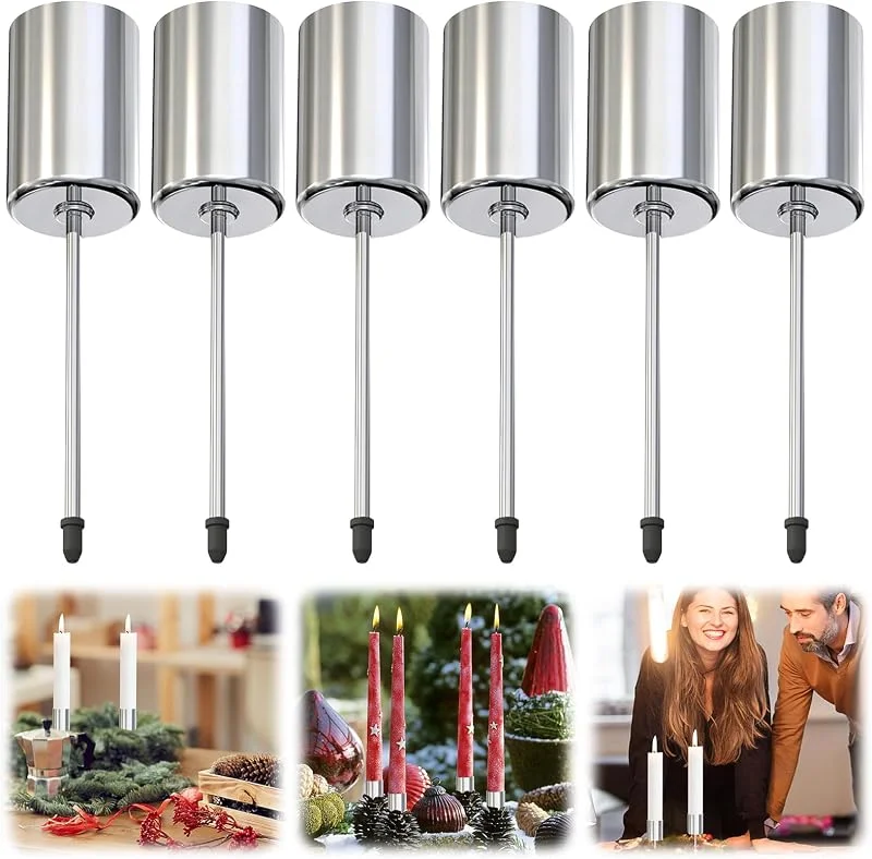 Seasboes 6 piezas de velas de Adviento, candelabro de metal, candelabro retro, corona de Adviento con mandril corto, pick para velas de Adviento y Navidad — Adviento y mesa