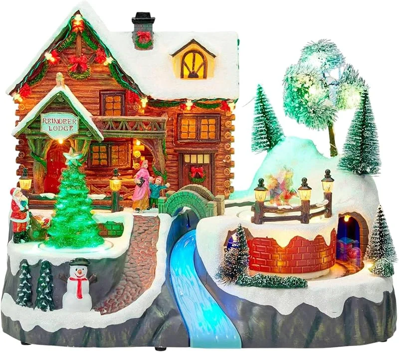 Visita la tienda de WELL HOME MOBILIARIO & DECORACIÓN Well Home Decoración navideña: Pueblo: Pueblo Navideño con Tren, Luces LED, Movimiento y música, USB o Pilas 35x24, 5x28, 5 cm — Decoracion Navidad