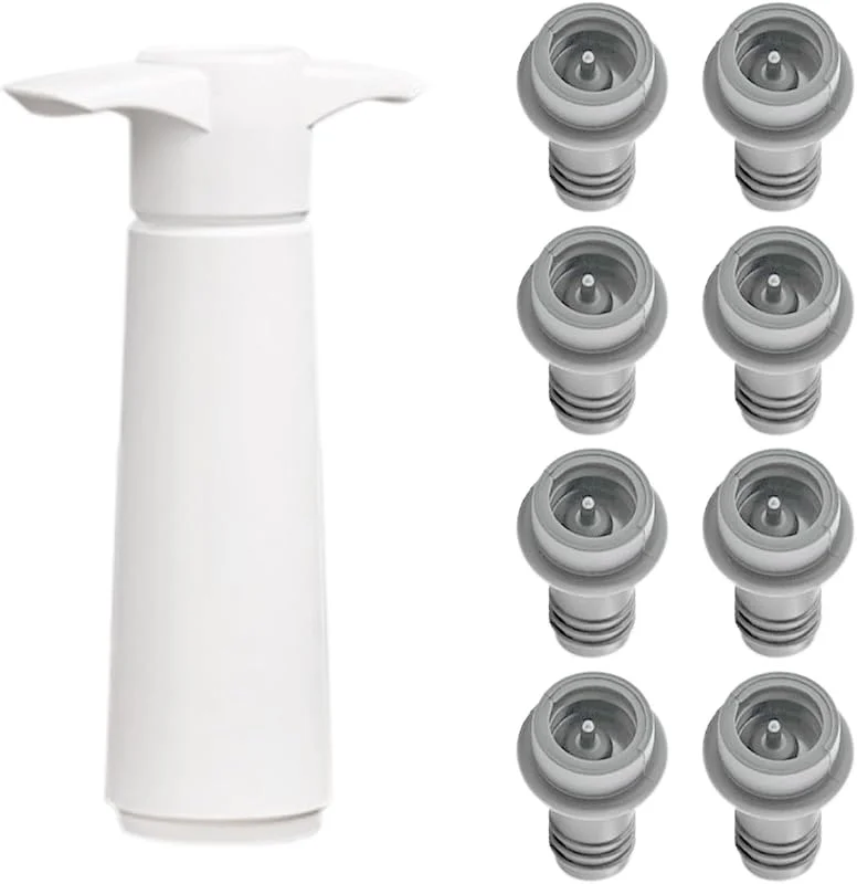 KRYMSON Bomba de Vacío para Botellas de Vino Con 8 Tapones - Accesorios para Vino Tinto - Adecuada para Conservación — Vino y mesa festiva