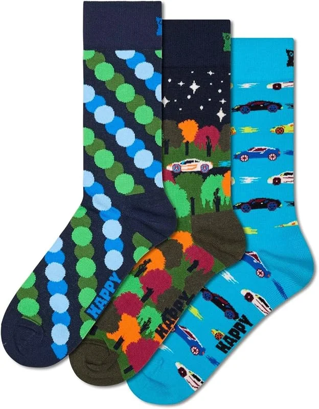 Visita la tienda de Happy Socks Happy Socks Calcetines altos con estampado de coches y vehículos para hombre y mujer, 36-40 y 41-46 — Decoracion Navidad