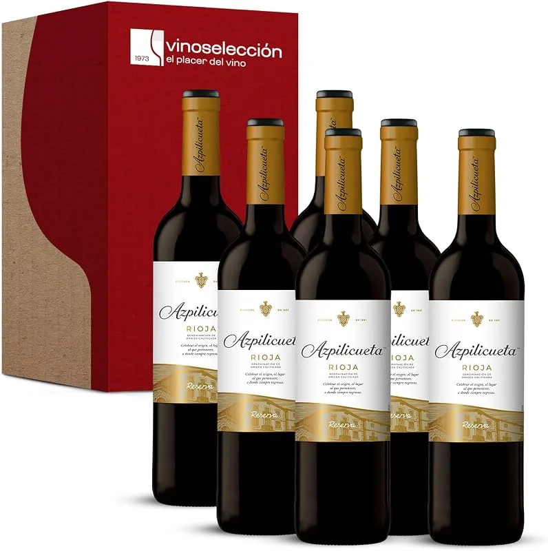 Visita la tienda de VINOSELECCION Azpilicueta Reserva 2020 Tinto Tempranillo D.O.Ca. Rioja 6 Botellas x 75 cl — Vino y mesa festiva