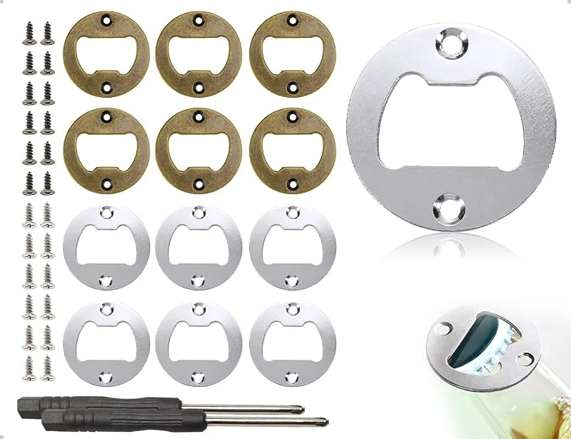 Visita la tienda de AOYEGIC Abridor de botellas 12 piezas, portátil, blanco, con tornillos, kit de piezas de metal, ideal para bebidas, cocina, restaurante, bar, familia, camping, bricolaje (redondo) — Vino y mesa festiva