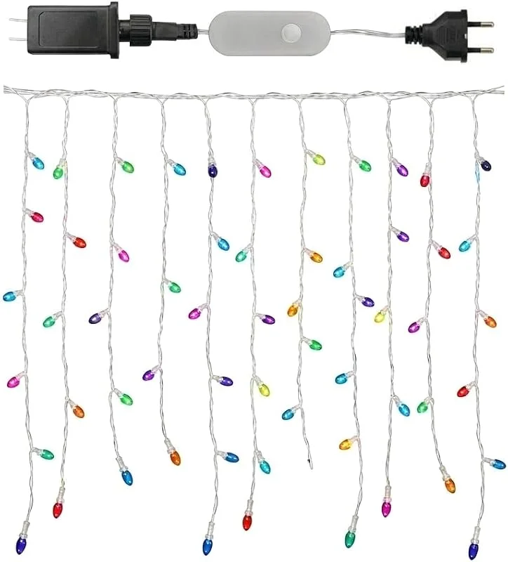 Visita la tienda de QINER QINER Icicle Lights Rideau, 13 M Inteligentes Guirnalda Luminosa Exterior, 400 LEDs Deco Noel, 16 Millones de Colores con 40 Modos, Decoración de Boda, Halloween, Navidad — Luces Navidad