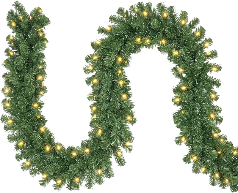 Visita la tienda de SALCAR SALCAR Guirnalda de Navidad Verde 5m con 200 Luces LED, Guirnalda de Abeto Decorativa para Chimeneas, Escaleras y Puertas — Decoracion Navidad