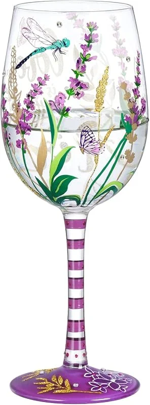 Visita la tienda de NymphFable NymphFable Copas Vino Colores Pintada a Mano Púrpura Lavanda y Libélula Personalizada Copa de Vino Tinto 15 oz para Cumpleaños, Bodas, Fiestas de Compromiso — Vino y mesa festiva