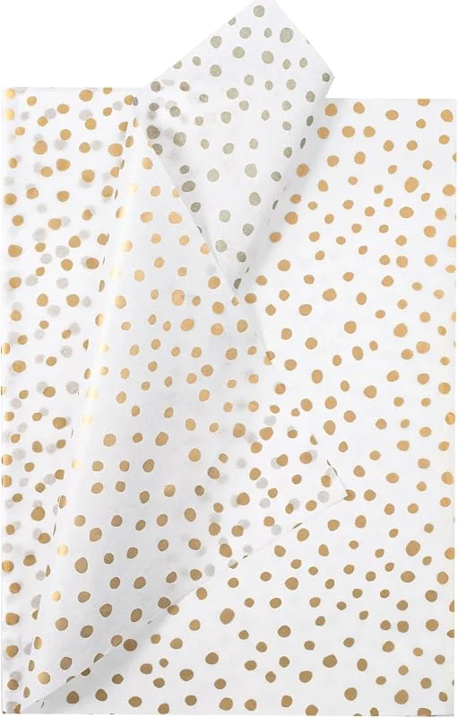 Visita la tienda de RUSPEPA RUSPEPA Papel De Seda Con Lunares - 30 Hojas De 35X50 Cm. Estampado Dorado. Delicados Lunares. Ideal Para Cumpleaños, Navidad, Bodas, Baby Showers, Manualidades Y Regalos De Fiesta. — Envoltorio regalo