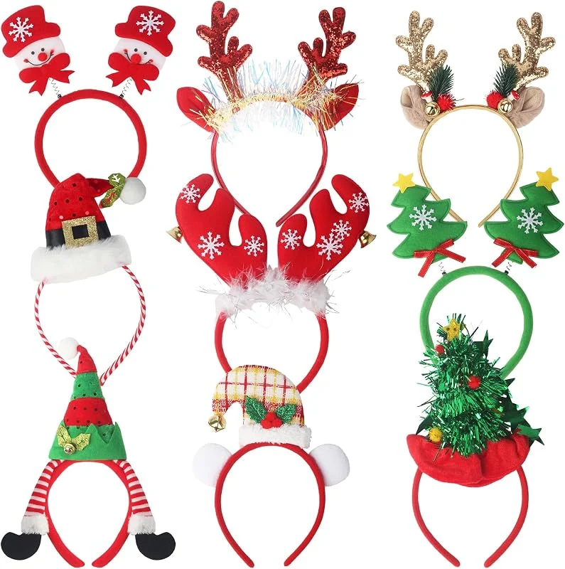 LIAILA 9 Diademas Navideñas, creativas y divertidas diademas decorativas, Diadema Navidad Adultos y Niños (Gorro de Papá Noel, árbol de Navidad, muñeco de nieve, diadema reno) — Ropa Navidad