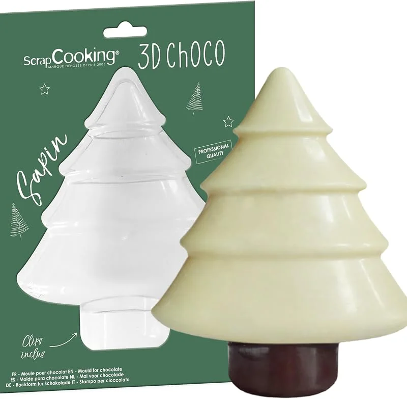 ScrapCooking 6760 - Molde rígido de chocolate con giro de Navidad, molde 3D Choco para crear árbol de chocolate, accesorio de pastelería de calidad profesional — Hogar y cocina