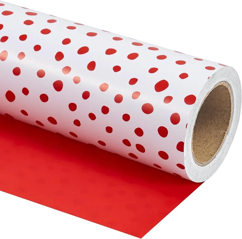 Visita la tienda de RUSPEPA RUSPEPA Rollo de papel de regalo rojo reversible - Mini rollo - Papel de regalo de lunares delicados blancos y rojos para Navidad, cumpleaños, boda, día de San Valentín, día de la – 43, 2cm x 10m — Envoltorio regalo