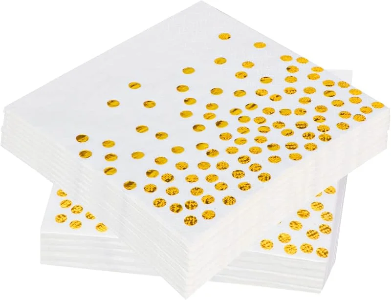 Noa Home Deco 60 Servilletas De Lunares Dorados Servilletas De Papel Laminado Dorado — Adviento y mesa