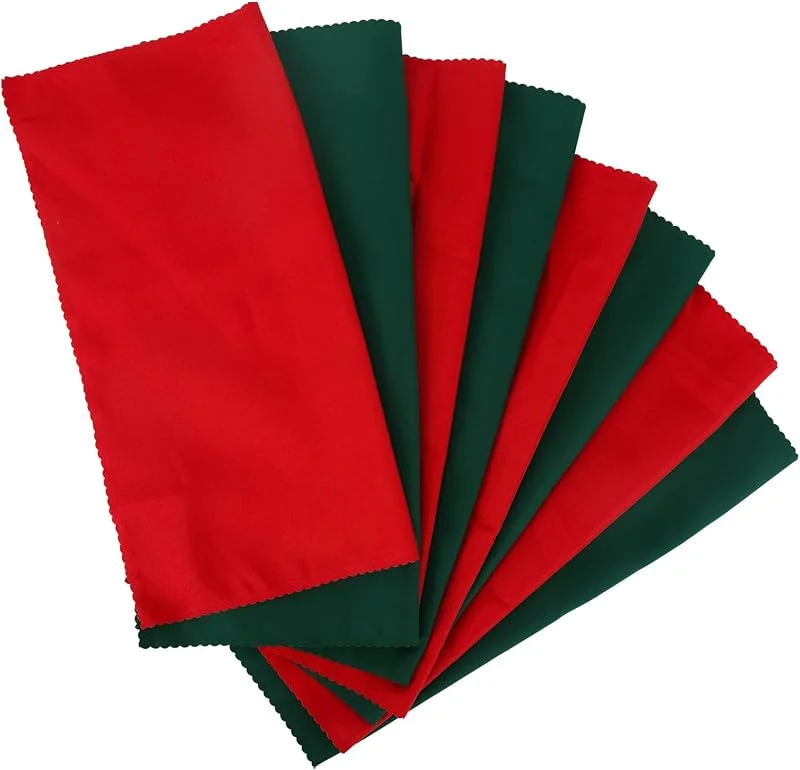 TSLBW Servilletas de Tela Navideñas 8 Piezas Servilletas reutilizables rojas y verdes Servilletas de mesa para la cena Decoración de comedor de Navidad para el hotel de fiesta en casa, 48 cm — Hogar y cocina