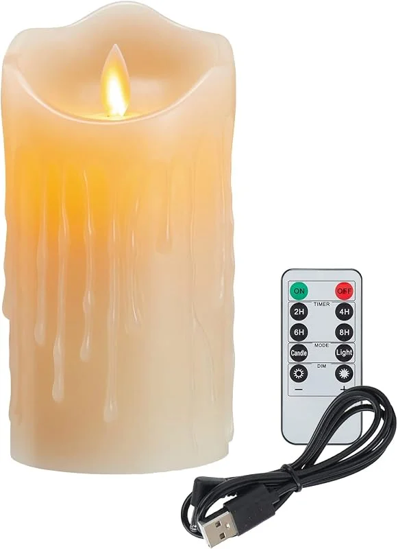 Koelaa Velas Recargables, Velas LED Parpadeantes, Velas LED Recargables USB, Velas sin llama con Control Remoto, para Salón, Halloween, Navidad, Boda, Fiesta, Decoración-7.5 * 10cm — Cena a la luz de velas