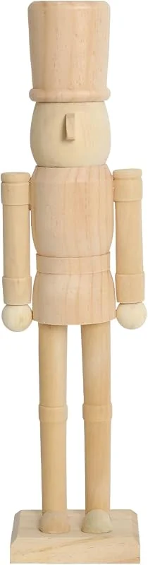 PE Figura de soldado cascanueces de madera sin terminar de 14.7 pulgadas, kit de manualidades para pintar, cascanueces en blanco, pinta tu propio centro de mesa de decoración navideña (natural, 38 cm) — Decoracion Navidad