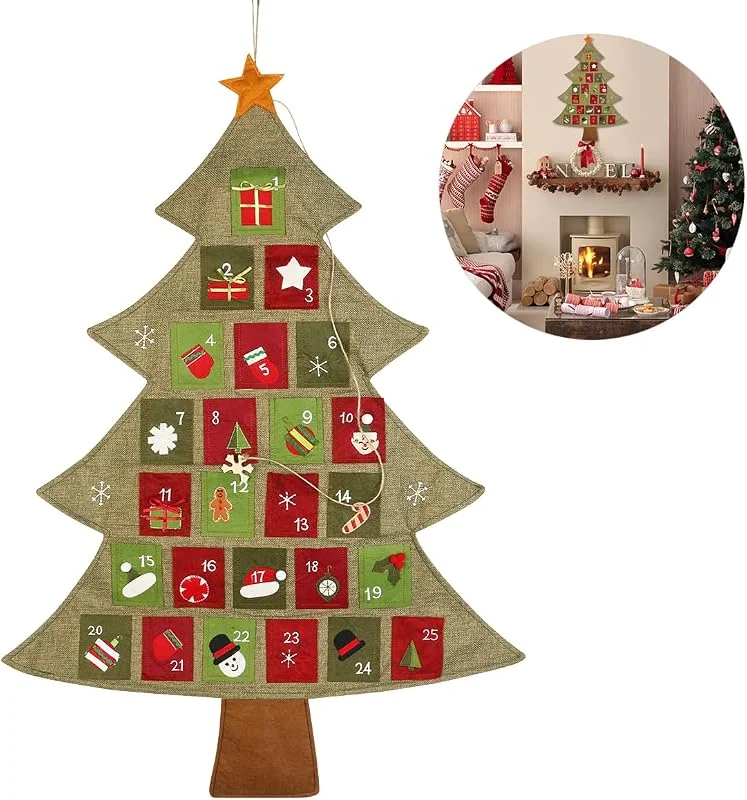 Visita la tienda de BESTonZON BESTonZON Calendario de Adviento para Rellenar, Árbol de Navidad — Adviento y mesa