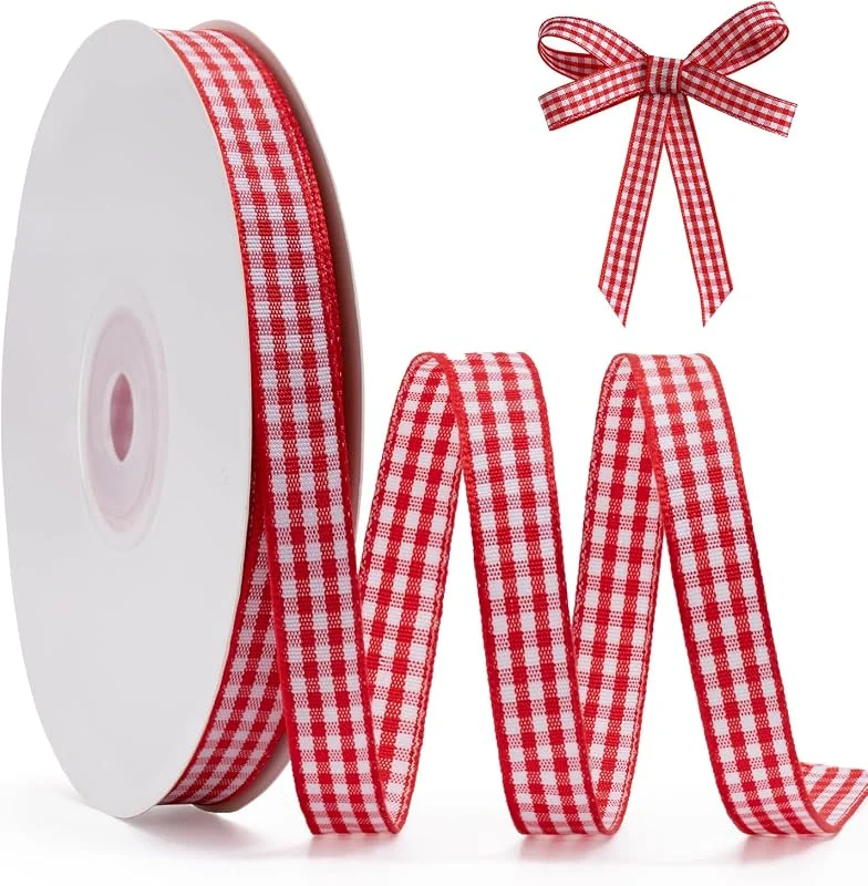 Visita la tienda de FAKILO Cinta Vichy a Cuadros Rojo y Blanco - 10mm x 22m, Cinta de Satén Tartán para Regalos, Bodas, Navidad, DIY, Hacer Lazos, Decoración del Hogar y Accesorios para el Pelo — Envoltorio regalo