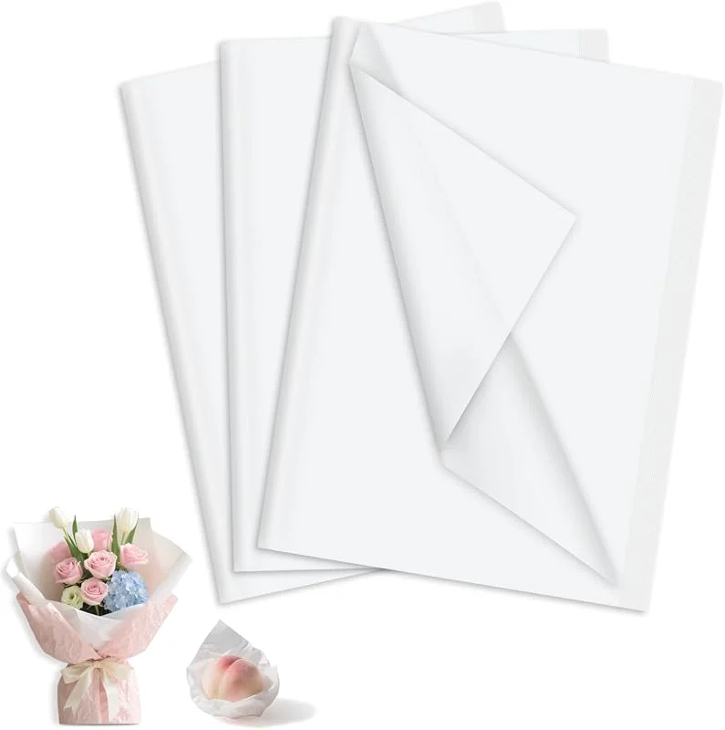 Feruchun 120 Hojas Papel de Seda, 35 x 50 cm Papel de Seda Blanco para Envolver Regalos Relleno Manualidades, Navidad Cumpleaños — Envoltorio regalo