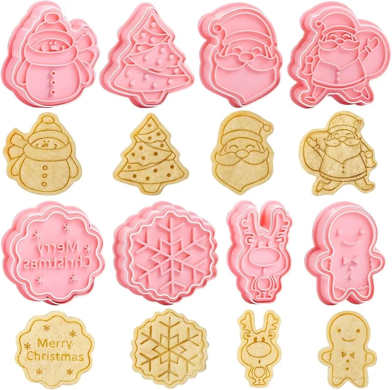 Visita la tienda de Becellen 8 Piezas Moldes de Galletas Navidad 3D, Cortadores de Galletas Acero Inoxidable con Molde de Gofrado para Galleta Fruta Pan Fondant, Estilo 1 — Hogar y cocina
